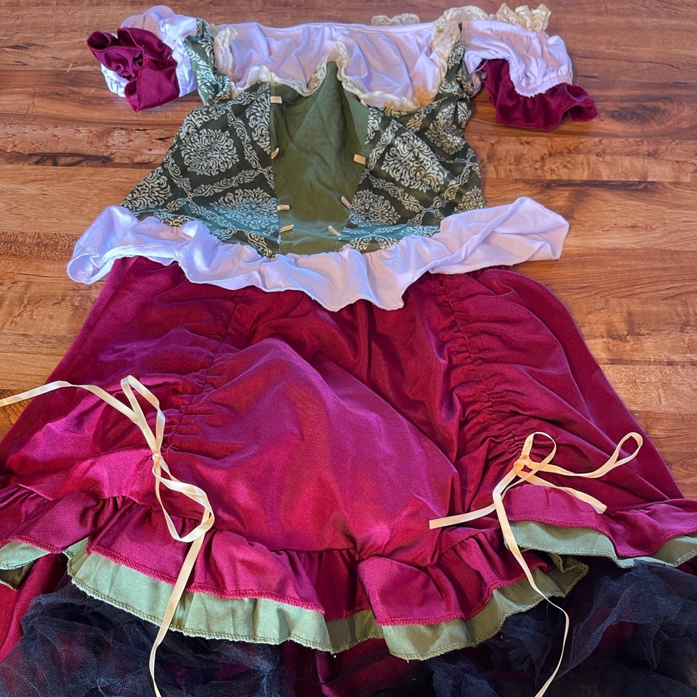 Halloween costume: women’s costume skirt and blouse with a clip-on hat. Size L
